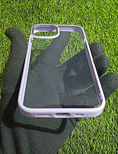 Load image into Gallery viewer, Purple metal lense transparent case for Apple Iphone 12

