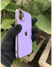 Load image into Gallery viewer, Purple 6D chrome with lense silicone case for Apple Iphone 12
