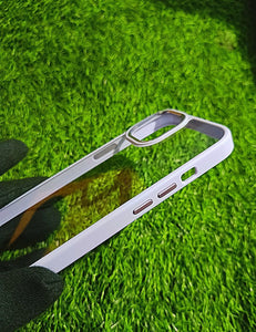 Purple metal lense transparent case for Apple Iphone 13 Pro Max
