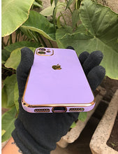 Load image into Gallery viewer, Purple 6D chrome with lense silicone case for Apple Iphone 12
