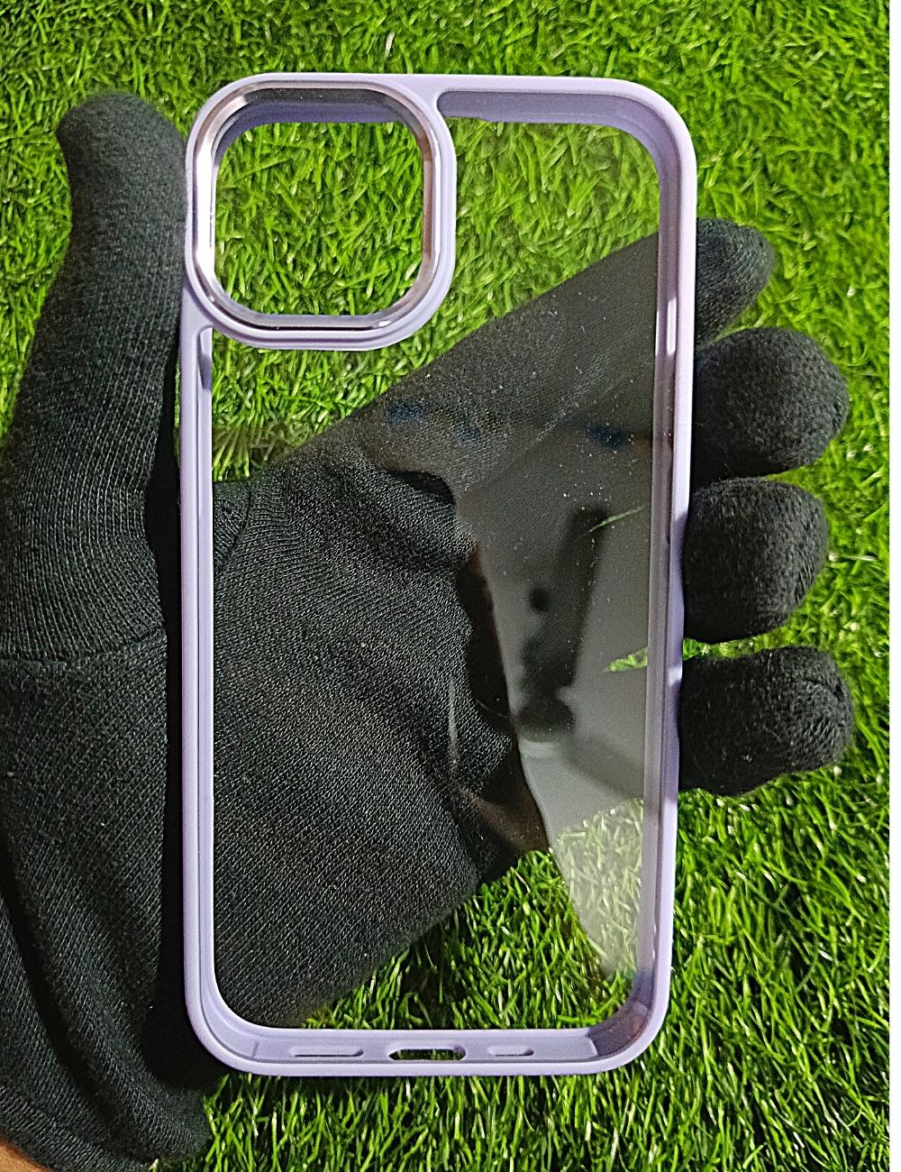 Purple metal lense transparent case for Apple Iphone 13 Pro Max