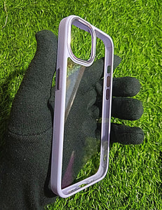 Purple metal lense transparent case for Apple Iphone 13 Pro Max