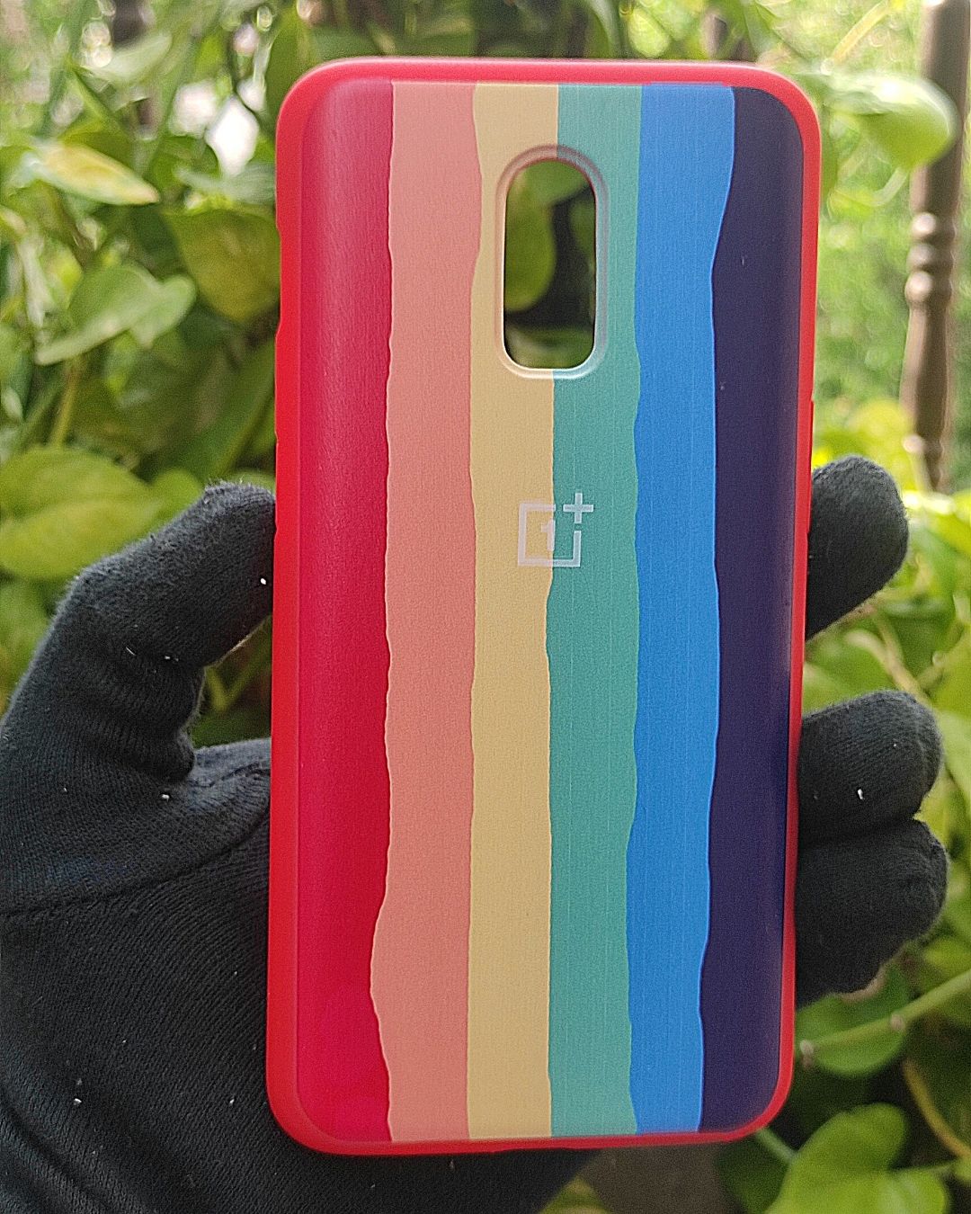 Red Rainbow Silicone case for One Plus 6T-Caselolo - Main Image