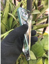 Load image into Gallery viewer, Sea Green metallic chrome with lense transparent case for Apple Iphone 11
