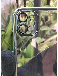 Sea Green metallic chrome with lense transparent case for Apple Iphone 11