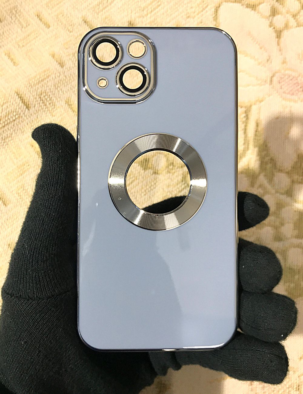 Siera Blue 6D chrome logo cut silicone case for Apple Iphone 13