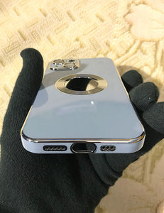 Siera Blue 6D chrome logo cut silicone case for Apple Iphone 13