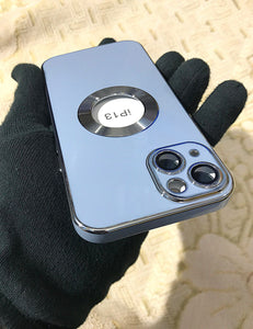 Siera Blue 6D chrome logo cut silicone case for Apple Iphone 13