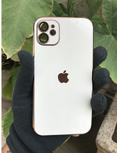 Load image into Gallery viewer, White 6D chrome with lense silicone case for Apple Iphone 12
