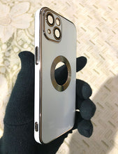 Load image into Gallery viewer, White 6D chrome logo cut silicone case for Apple Iphone 13

