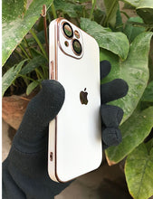 Load image into Gallery viewer, White 6D chrome with lense silicone case for Apple Iphone 13
