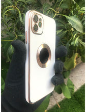Load image into Gallery viewer, White 6D chrome logo cut silicone case for Apple Iphone 12
